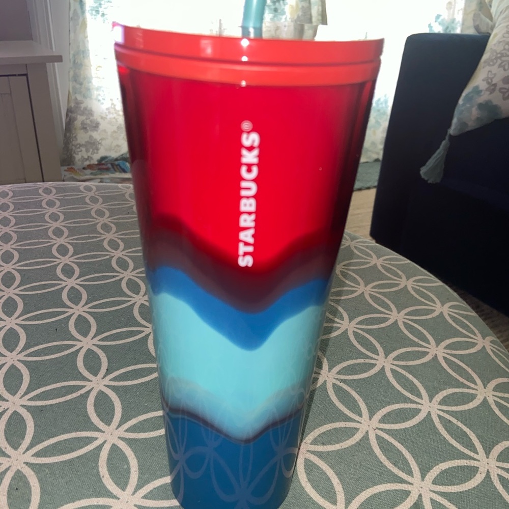 Red and Blue ombré tumbler Starbucks 2021